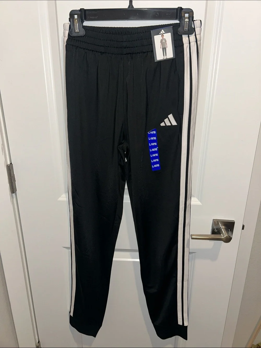 adidas Black Joggers with White Side Stripes